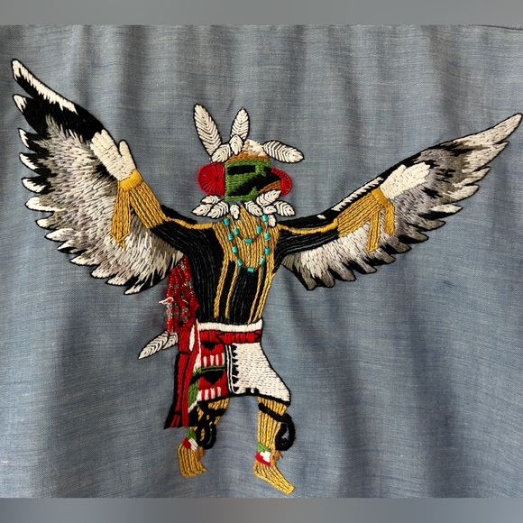 Vintage! Hand embroidered/beaded native american eagle dancer button up shirt - Picture 4 of 5